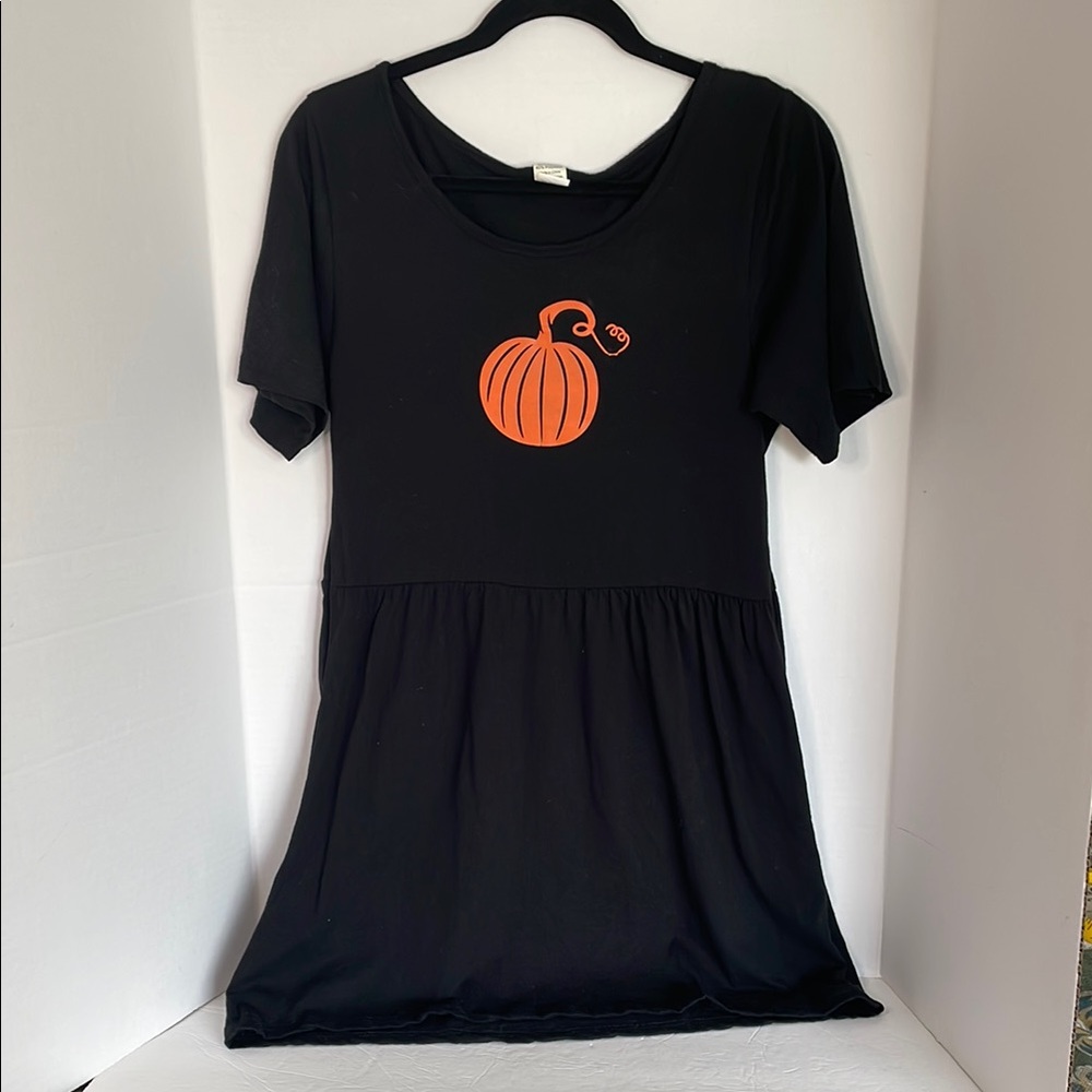 Black Halloween Pumpkin dress girl’s size XL one of a kind!